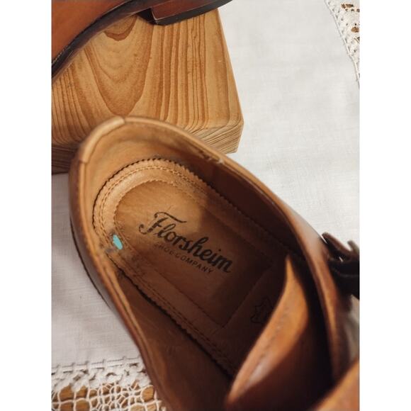 Men's Florsheim Monk Strap Brown Leather Dress Shoes Size 9M Style 14293-221 - Picture 7 of 7